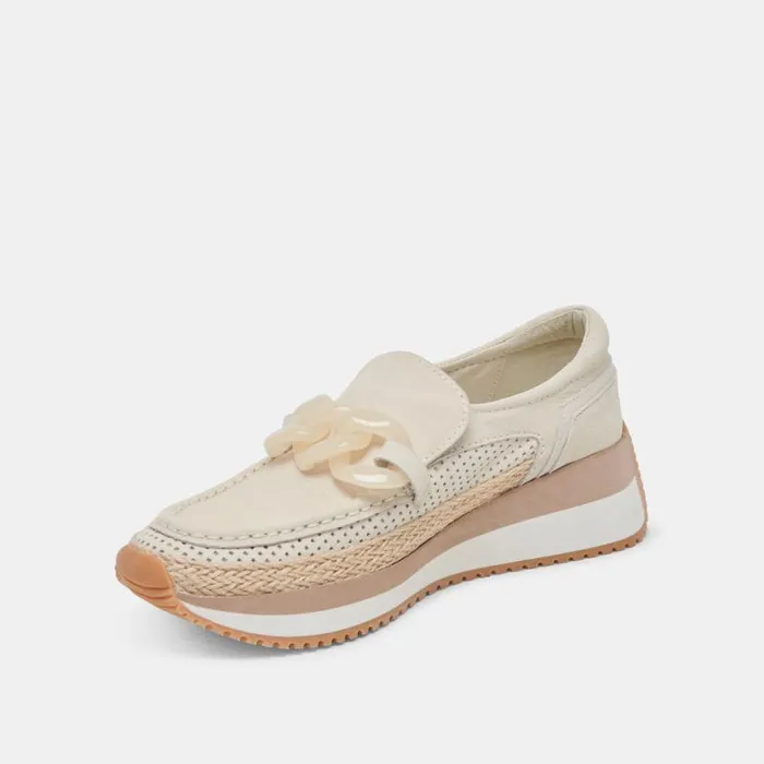Dolce Vita Jadah Sneakers Ivory Nubuck Women Flats and Loafers