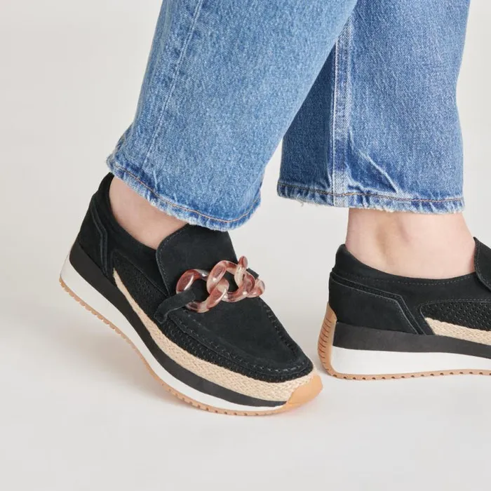 Dolce Vita Jadah Sneakers Onyx Suede Women Flats and Loafers