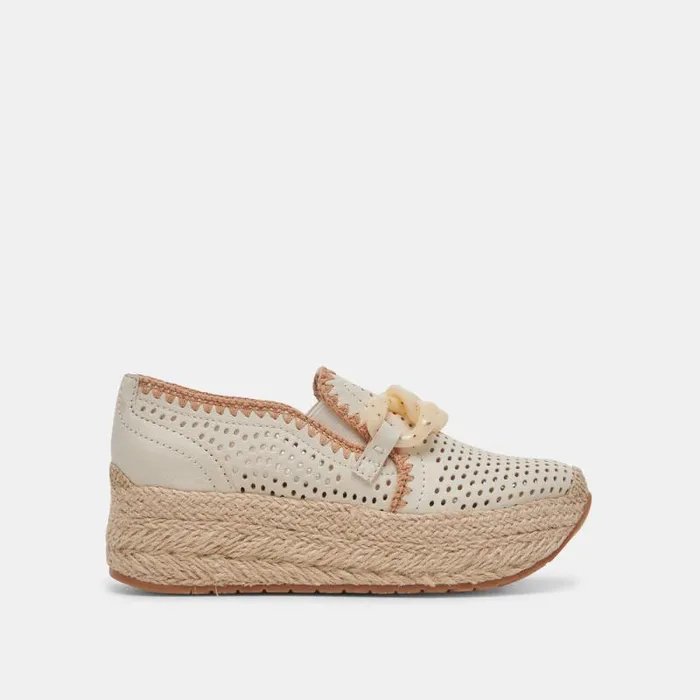 Dolce Vita Jhenee Espadrille Sneakers Ivory Perforated Nubuck Women Sneakers