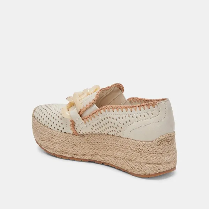 Dolce Vita Jhenee Espadrille Sneakers Ivory Perforated Nubuck Women Sneakers