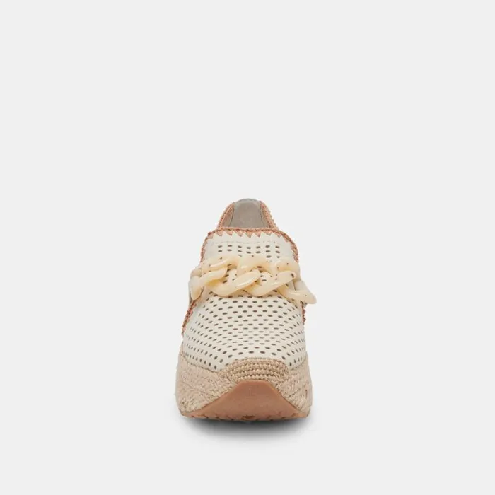 Dolce Vita Jhenee Espadrille Sneakers Ivory Perforated Nubuck Women Sneakers