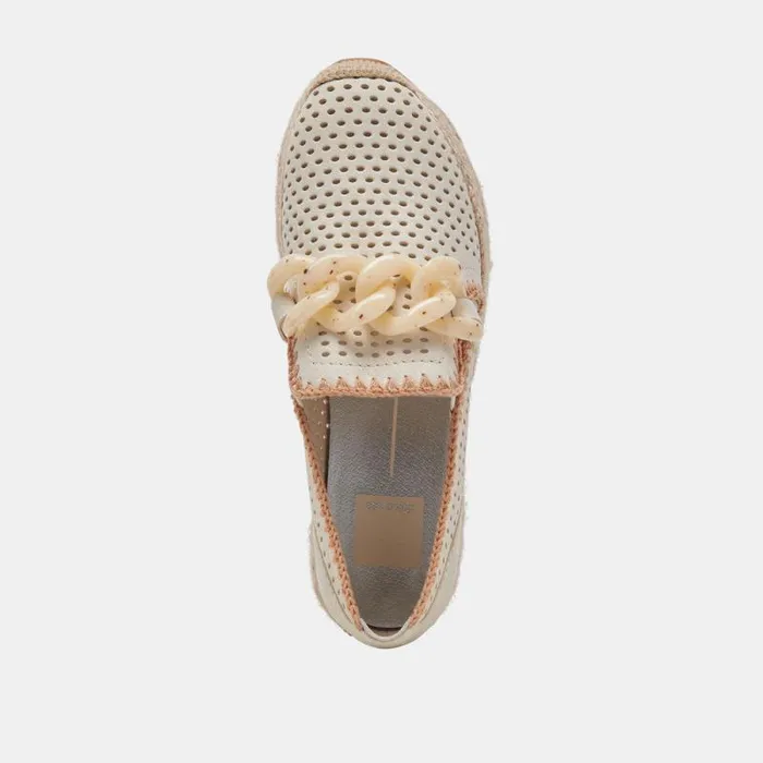 Dolce Vita Jhenee Espadrille Sneakers Ivory Perforated Nubuck Women Sneakers