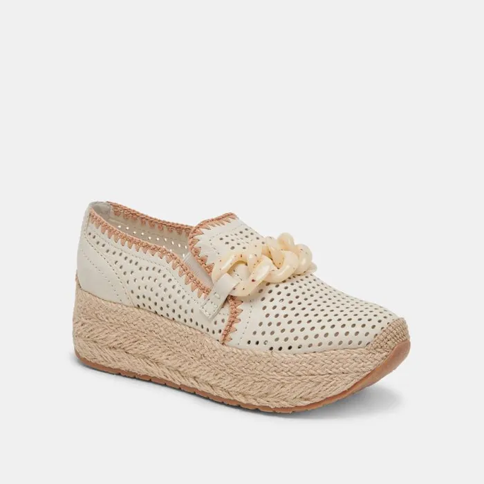Dolce Vita Jhenee Espadrille Sneakers Ivory Perforated Nubuck Women Sneakers