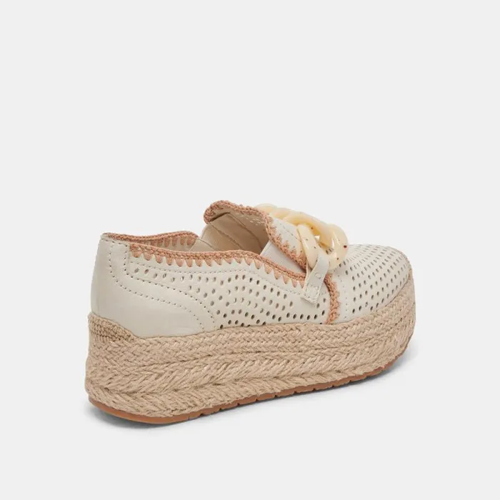Dolce Vita Jhenee Espadrille Sneakers Ivory Perforated Nubuck Women Sneakers