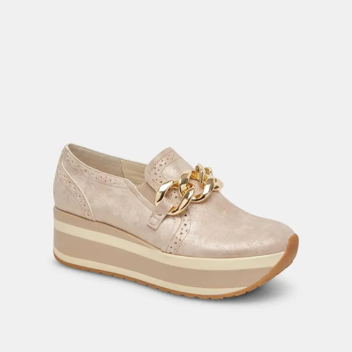 Dolce Vita Jhenee Sneakers Light Gold Nubuck Women Flats and Loafers