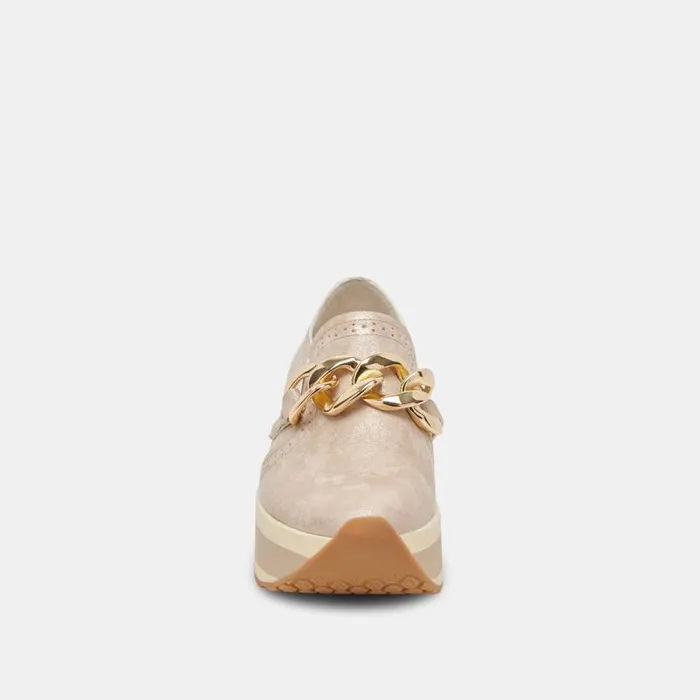 Dolce Vita Jhenee Sneakers Light Gold Nubuck Women Flats and Loafers