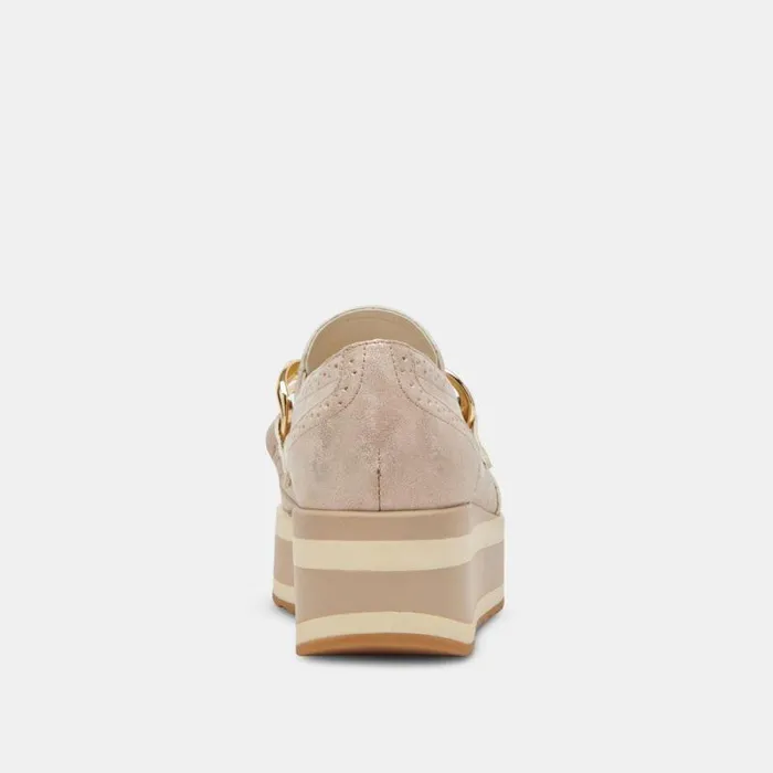 Dolce Vita Jhenee Sneakers Light Gold Nubuck Women Flats and Loafers