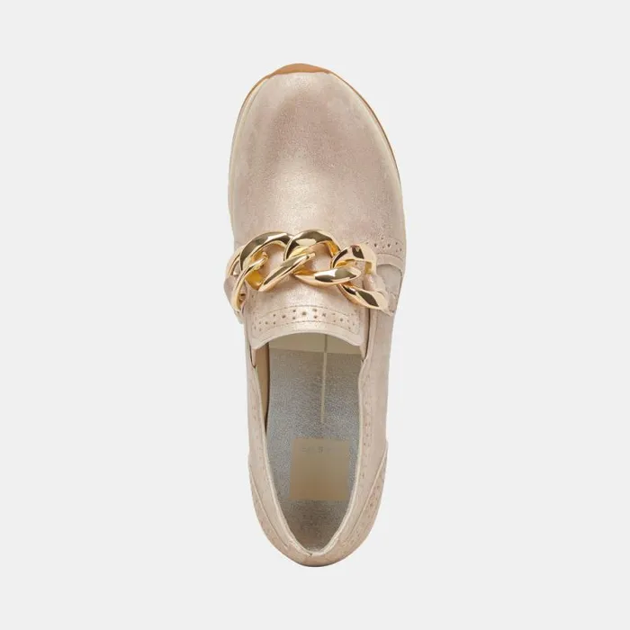 Dolce Vita Jhenee Sneakers Light Gold Nubuck Women Flats and Loafers