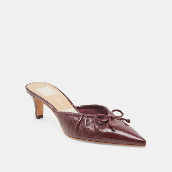 Dolce Vita Kairi Mid Heels Cranberry Crinkle Patent Women Heels