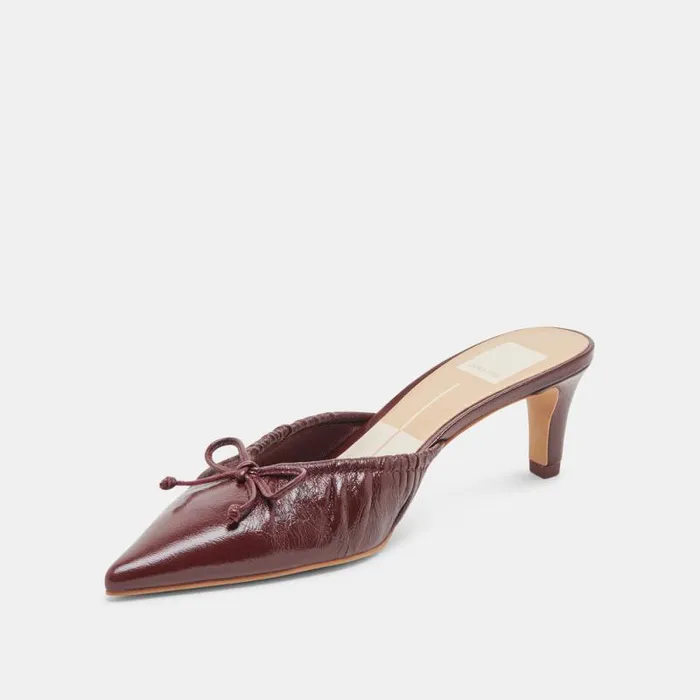 Dolce Vita Kairi Mid Heels Cranberry Crinkle Patent Women Heels
