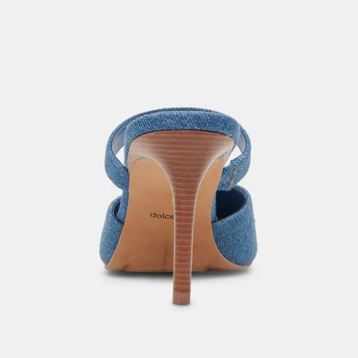 Dolce Vita Kanika Heels Blue Denim Women Mules and Clogs