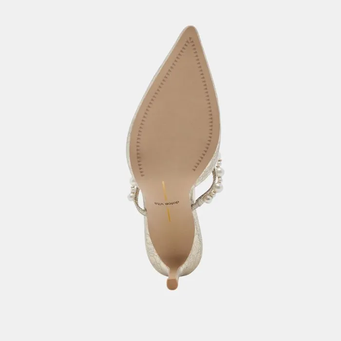 Dolce Vita Kanika Heels Vintage Gold Pearls Women Mules and Clogs