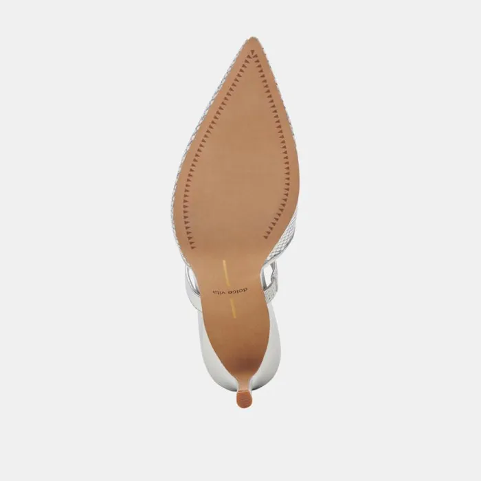 Dolce Vita Kanika Mesh Heels Silver Metallic Mesh Women Mules and Clogs