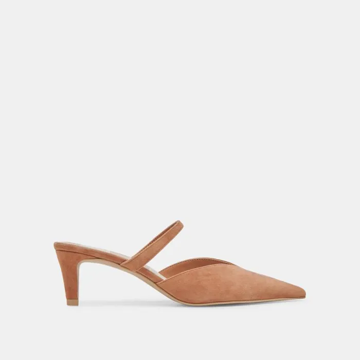 Dolce Vita Kanika Mid Heels Brown Suede Women Heels