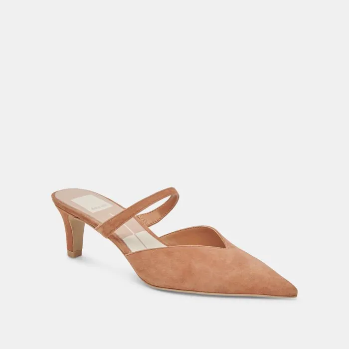 Dolce Vita Kanika Mid Heels Brown Suede Women Heels