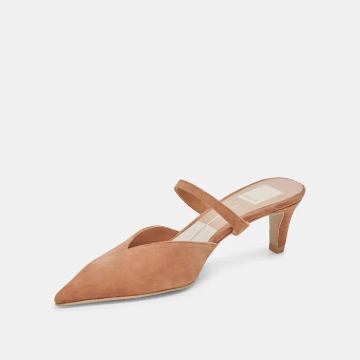 Dolce Vita Kanika Mid Heels Brown Suede Women Heels