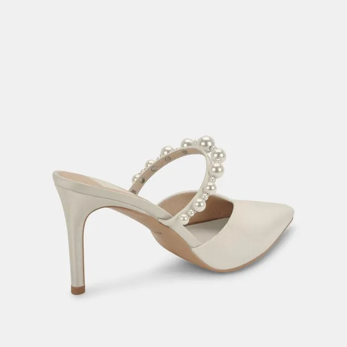 Dolce Vita Kanika Pearl Wide Heels Vanilla Pearls Women Mules and Clogs