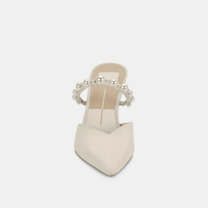 Dolce Vita Kanika Pearl Wide Heels Vanilla Pearls Women Mules and Clogs