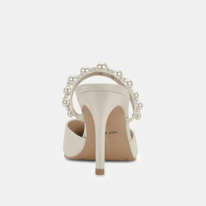 Dolce Vita Kanika Pearl Wide Heels Vanilla Pearls Women Mules and Clogs
