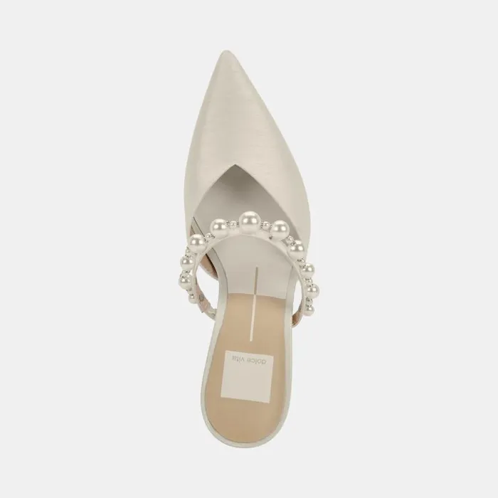 Dolce Vita Kanika Pearl Wide Heels Vanilla Pearls Women Mules and Clogs