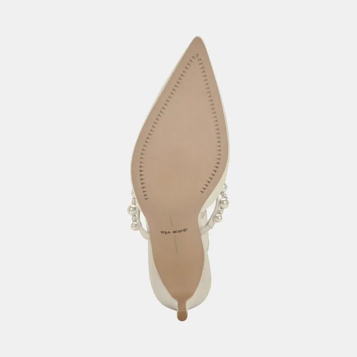 Dolce Vita Kanika Pearl Wide Heels Vanilla Pearls Women Mules and Clogs