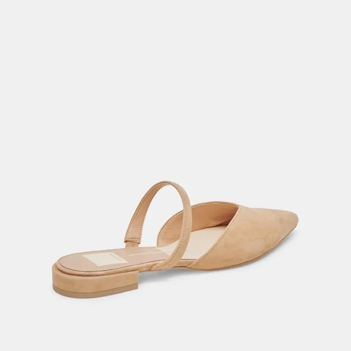 Dolce Vita Kanika Wide Flats Tan Suede Women Mules and Clogs