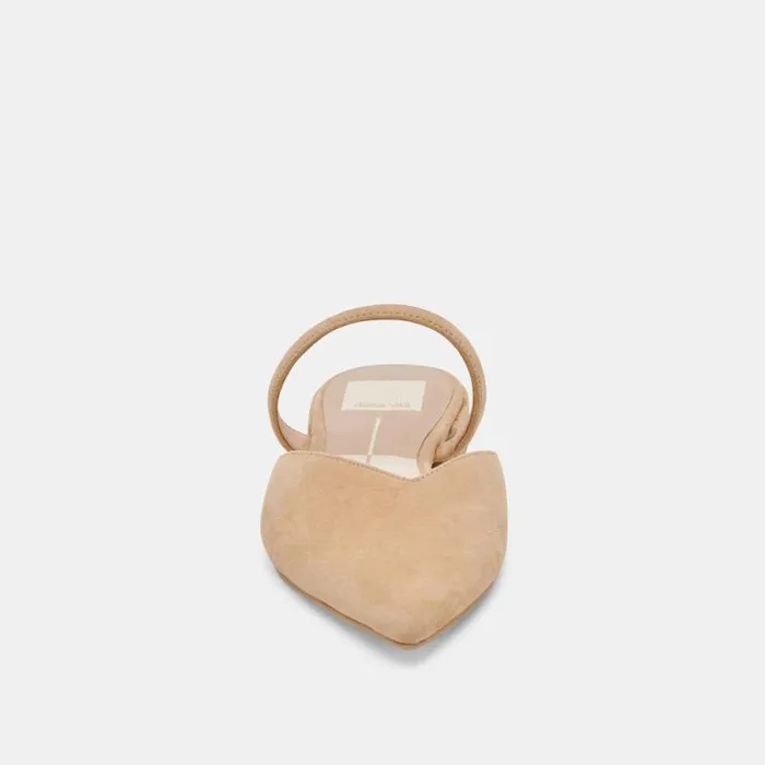 Dolce Vita Kanika Wide Flats Tan Suede Women Mules and Clogs
