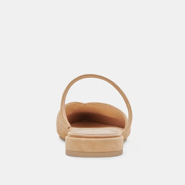 Dolce Vita Kanika Wide Flats Tan Suede Women Mules and Clogs