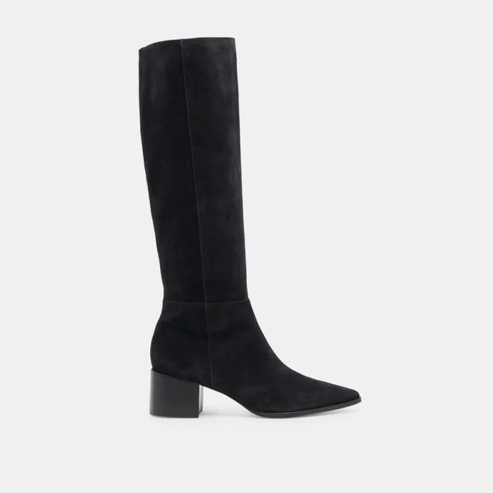 Dolce Vita Kirson Wide Calf Boots Onyx Suede Women Boots and Booties