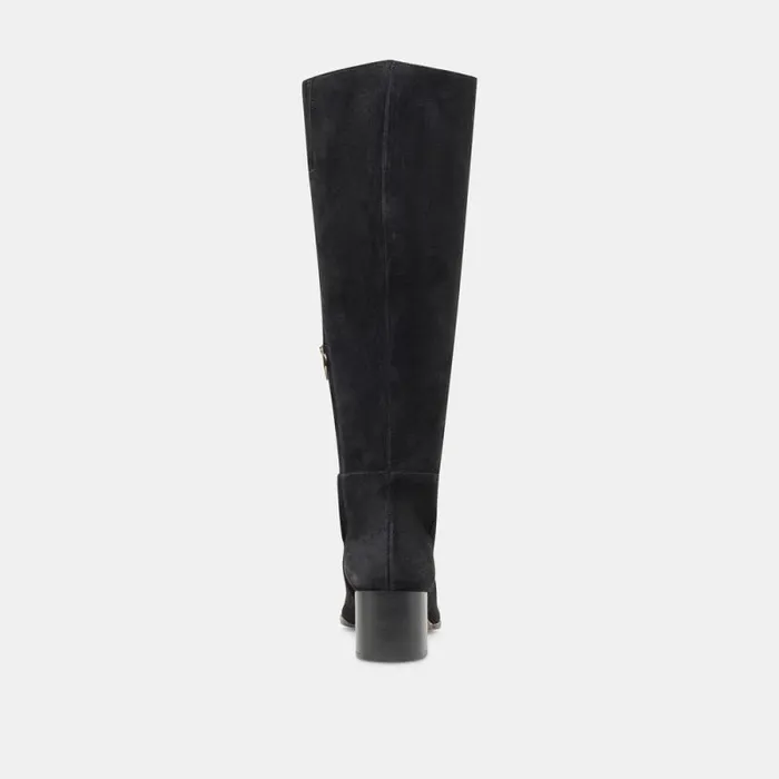 Dolce Vita Kirson Wide Calf Boots Onyx Suede Women Boots and Booties
