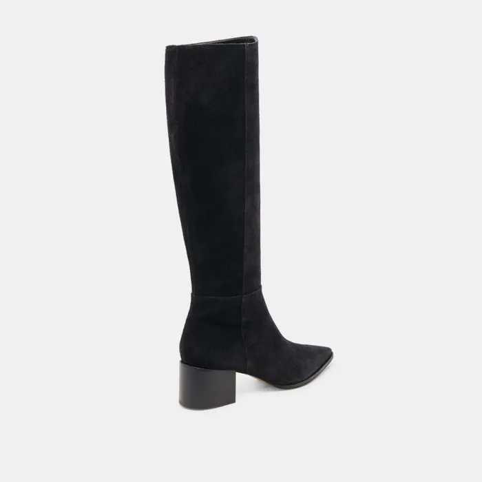 Dolce Vita Kirson Wide Calf Boots Onyx Suede Women Boots and Booties