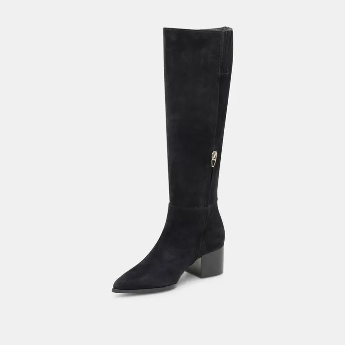 Dolce Vita Kirson Wide Calf Boots Onyx Suede Women Boots and Booties
