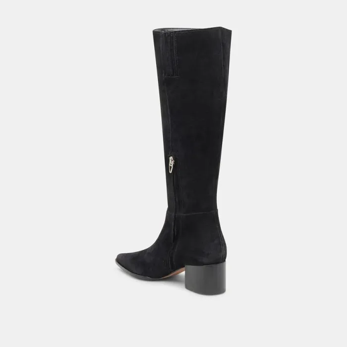 Dolce Vita Kirson Wide Calf Boots Onyx Suede Women Boots and Booties