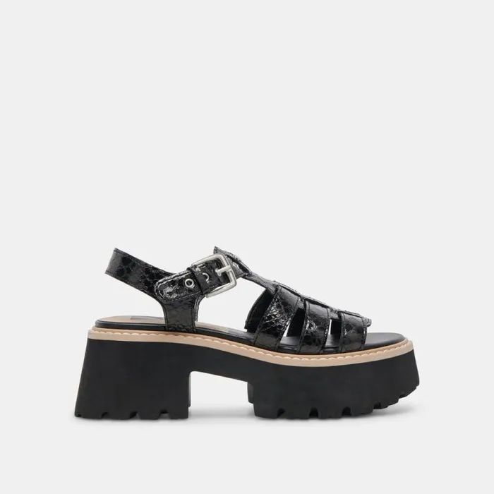 Dolce Vita Latice Sandals Midnight Embossed Leather Women Sandals