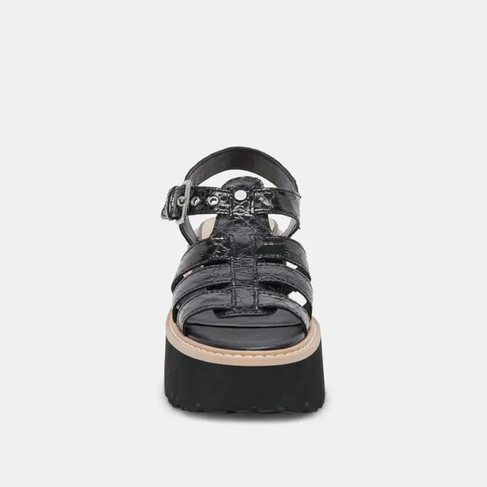 Dolce Vita Latice Sandals Midnight Embossed Leather Women Sandals