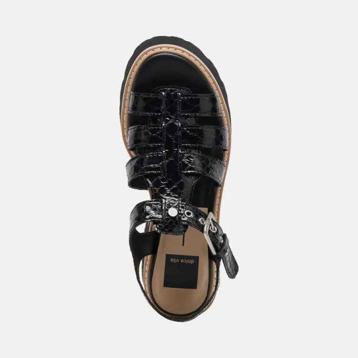 Dolce Vita Latice Sandals Midnight Embossed Leather Women Sandals