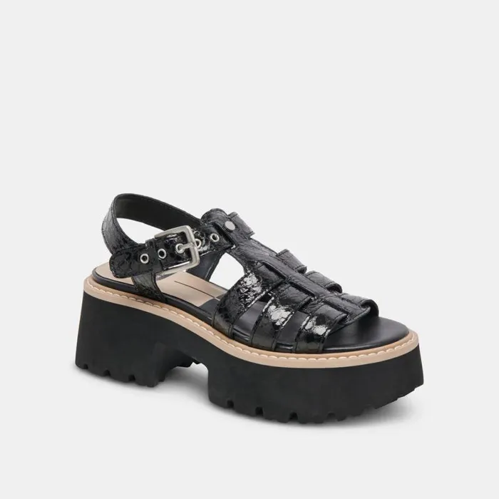 Dolce Vita Latice Sandals Midnight Embossed Leather Women Sandals