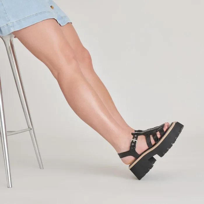 Dolce Vita Latice Sandals Midnight Embossed Leather Women Sandals
