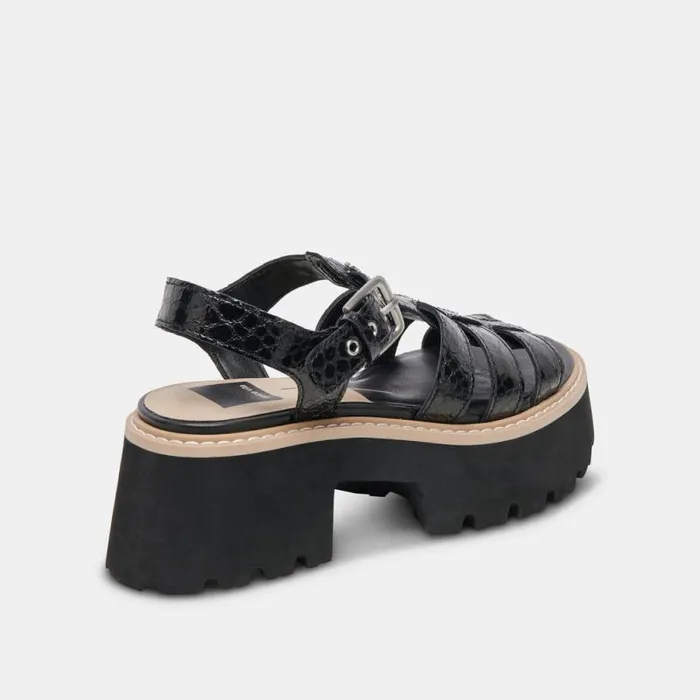 Dolce Vita Latice Sandals Midnight Embossed Leather Women Sandals