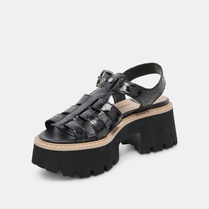 Dolce Vita Latice Sandals Midnight Embossed Leather Women Sandals