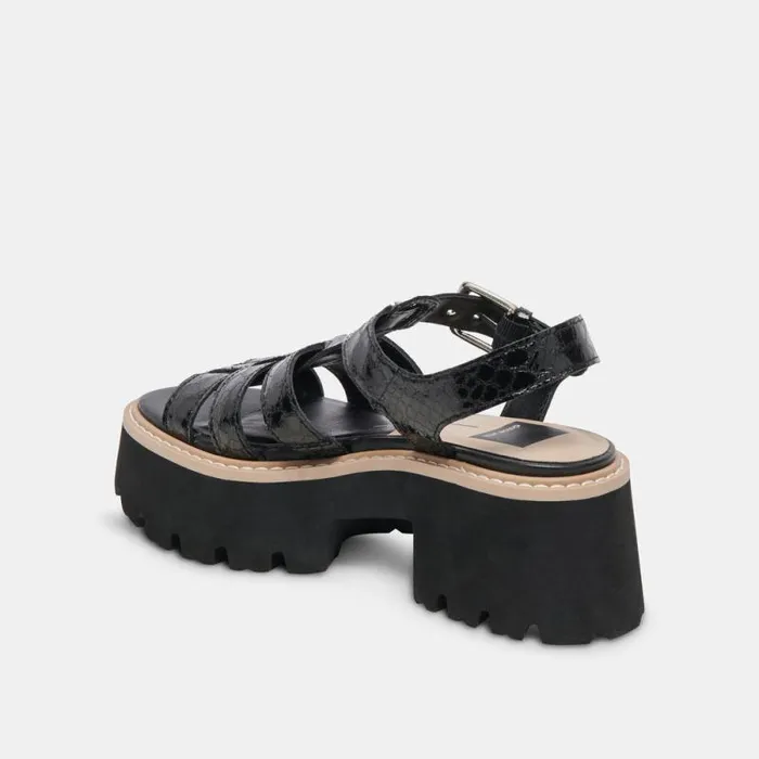 Dolce Vita Latice Sandals Midnight Embossed Leather Women Sandals
