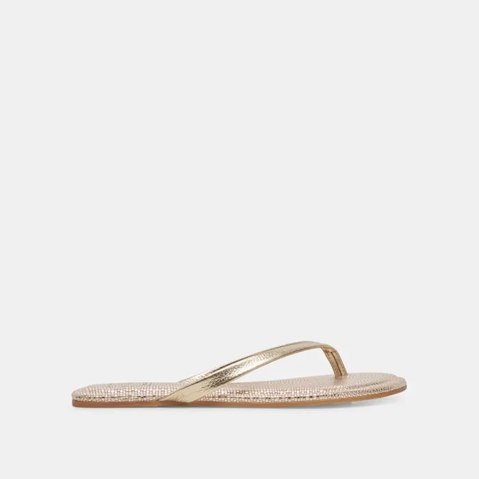 Dolce Vita Layney Sandals Light Gold Metallic Leather Women Sandals