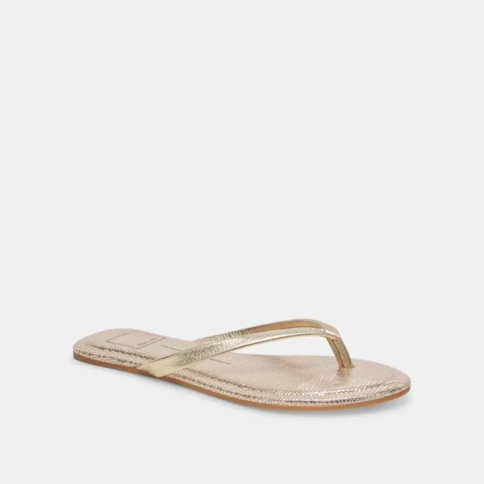 Dolce Vita Layney Sandals Light Gold Metallic Leather Women Sandals