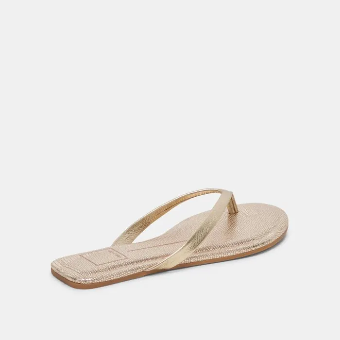 Dolce Vita Layney Sandals Light Gold Metallic Leather Women Sandals