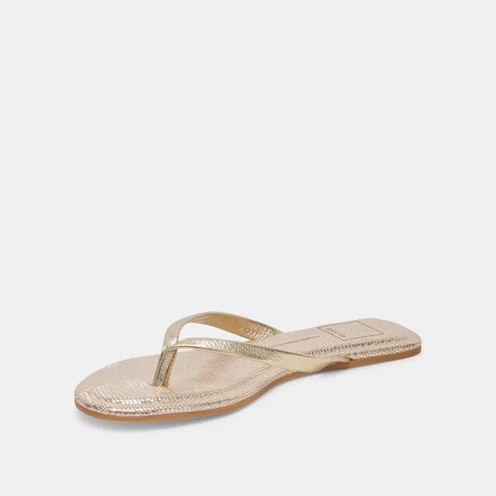 Dolce Vita Layney Sandals Light Gold Metallic Leather Women Sandals