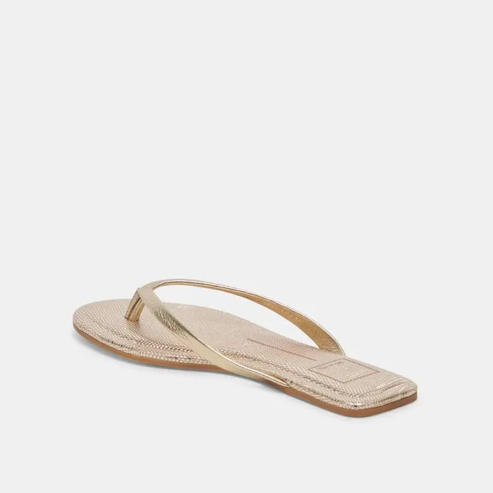 Dolce Vita Layney Sandals Light Gold Metallic Leather Women Sandals