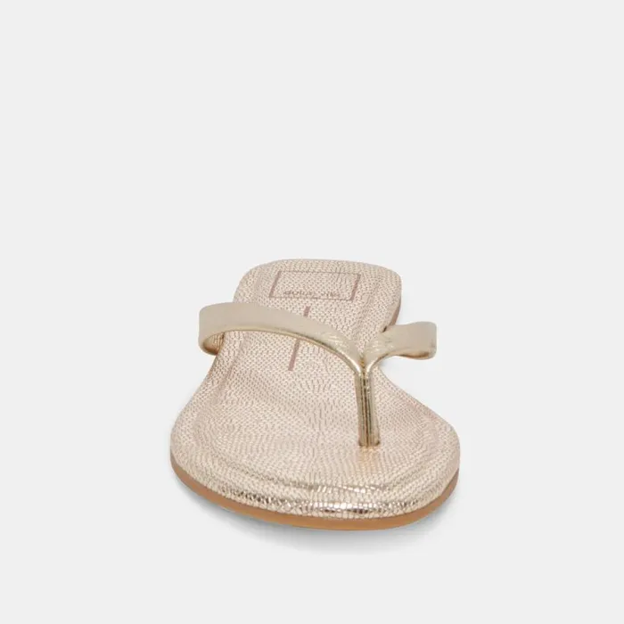 Dolce Vita Layney Sandals Light Gold Metallic Leather Women Sandals