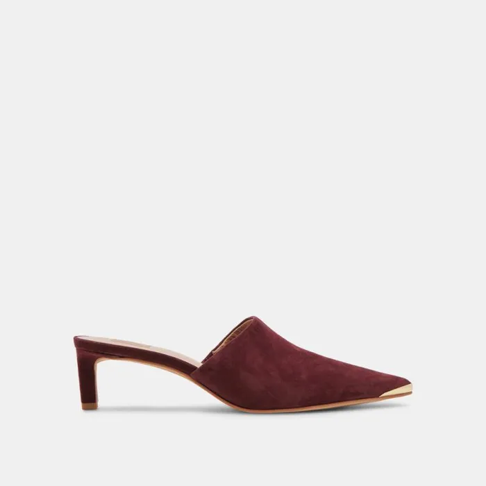 Dolce Vita Lexy Heels Cranberry Suede Women Mules and Clogs