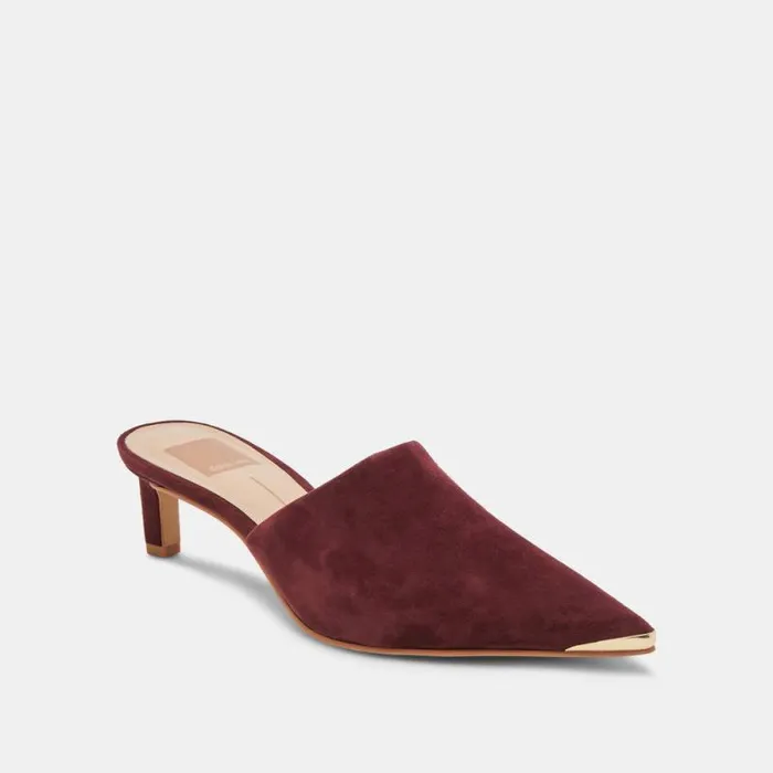 Dolce Vita Lexy Heels Cranberry Suede Women Mules and Clogs
