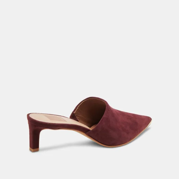 Dolce Vita Lexy Heels Cranberry Suede Women Mules and Clogs